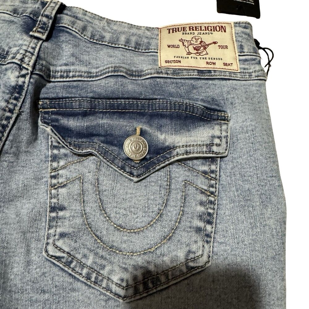 NWT True Religion Womens Joey Mid Rise SN Flap Flare Jean Size 29 Two Tone - Picture 14 of 16